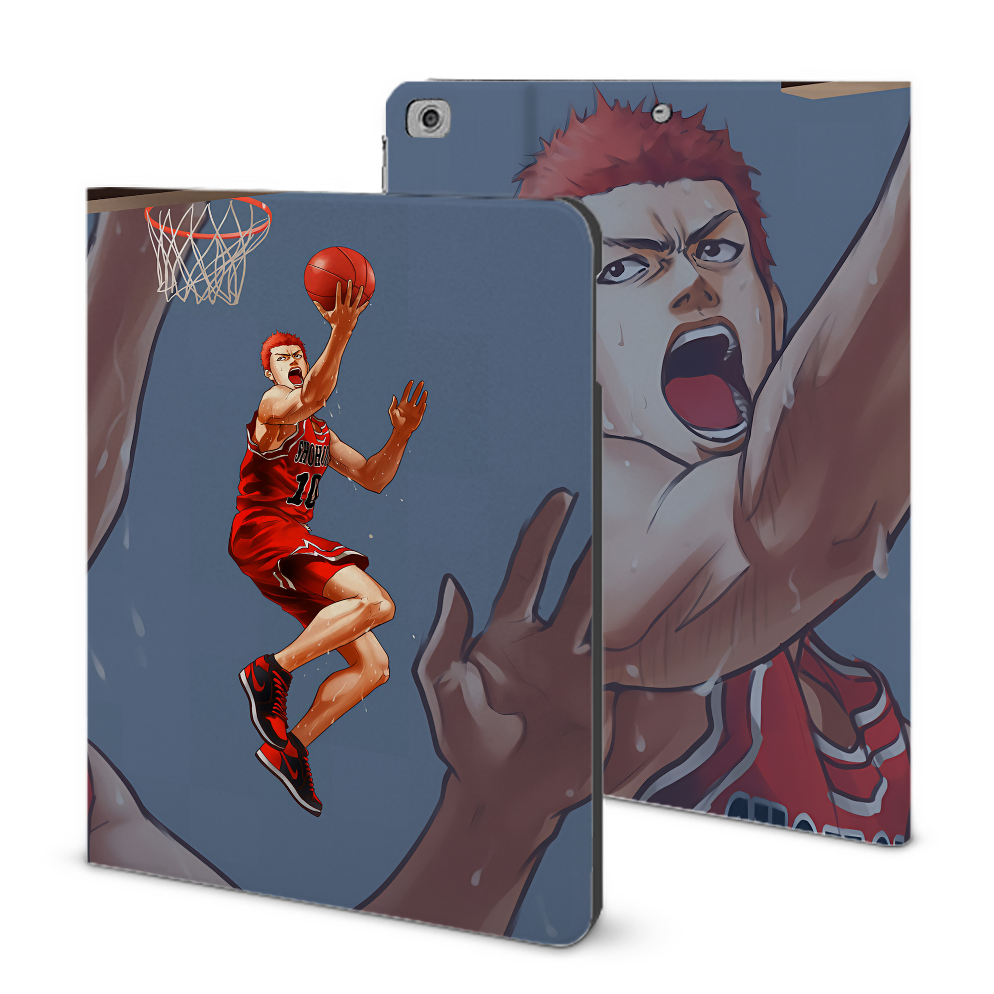 （画像用） SLAM DUNK／スラムダンク IPad ケース ブック型 PUレザー TPU 耐衝撃 軽量 薄型 ペン収納なし 全面保護 IPad 各モデル対応